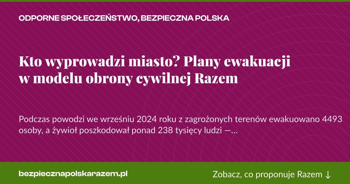 Karta social do udostępnienia: Kto wyprowadzi miasto? Plany ewakuacji w modelu obrony cywilnej Razem