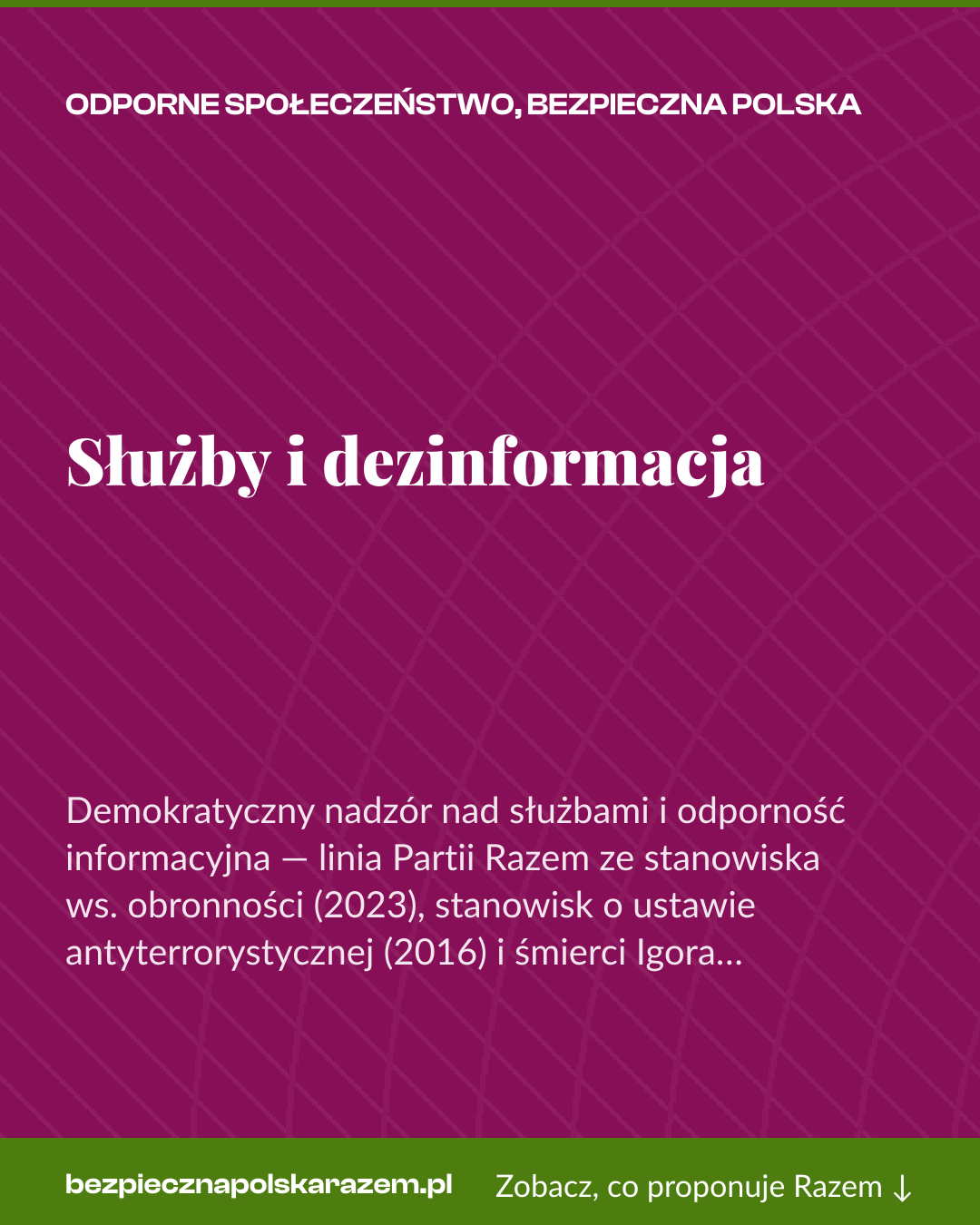 Grafika pionowa do udostępnienia: Służby i dezinformacja