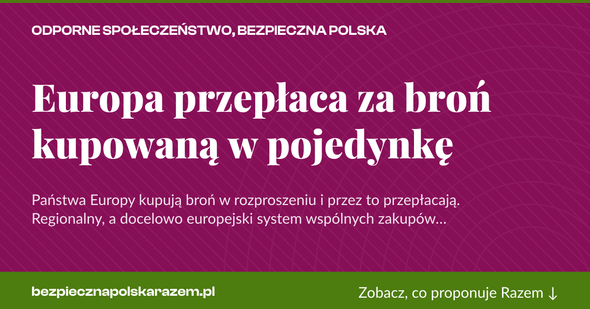 Karta social do udostępnienia: Europa przepłaca za broń kupowaną w pojedynkę