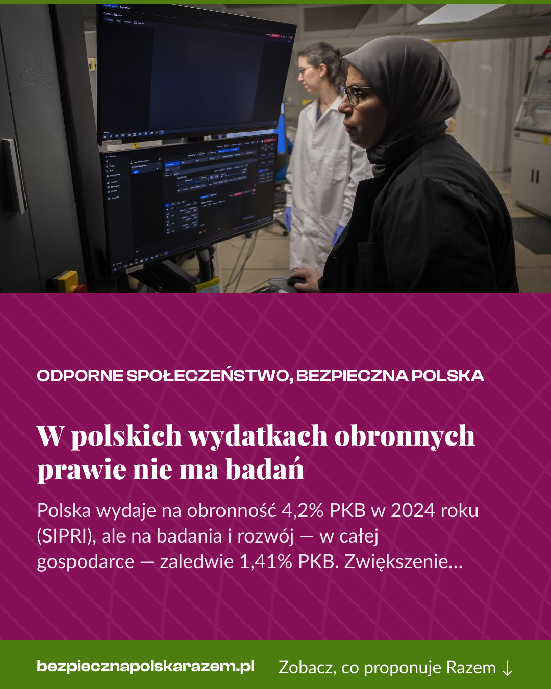 Grafika pionowa do udostępnienia: W polskich wydatkach obronnych prawie nie ma badań
