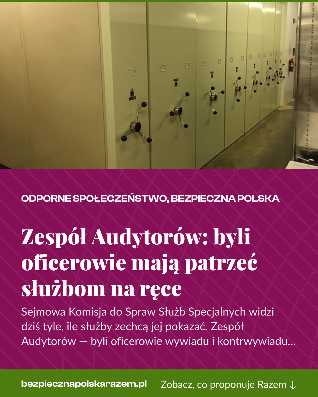 Grafika pionowa do udostępnienia: Zespół Audytorów: byli oficerowie mają patrzeć służbom na ręce