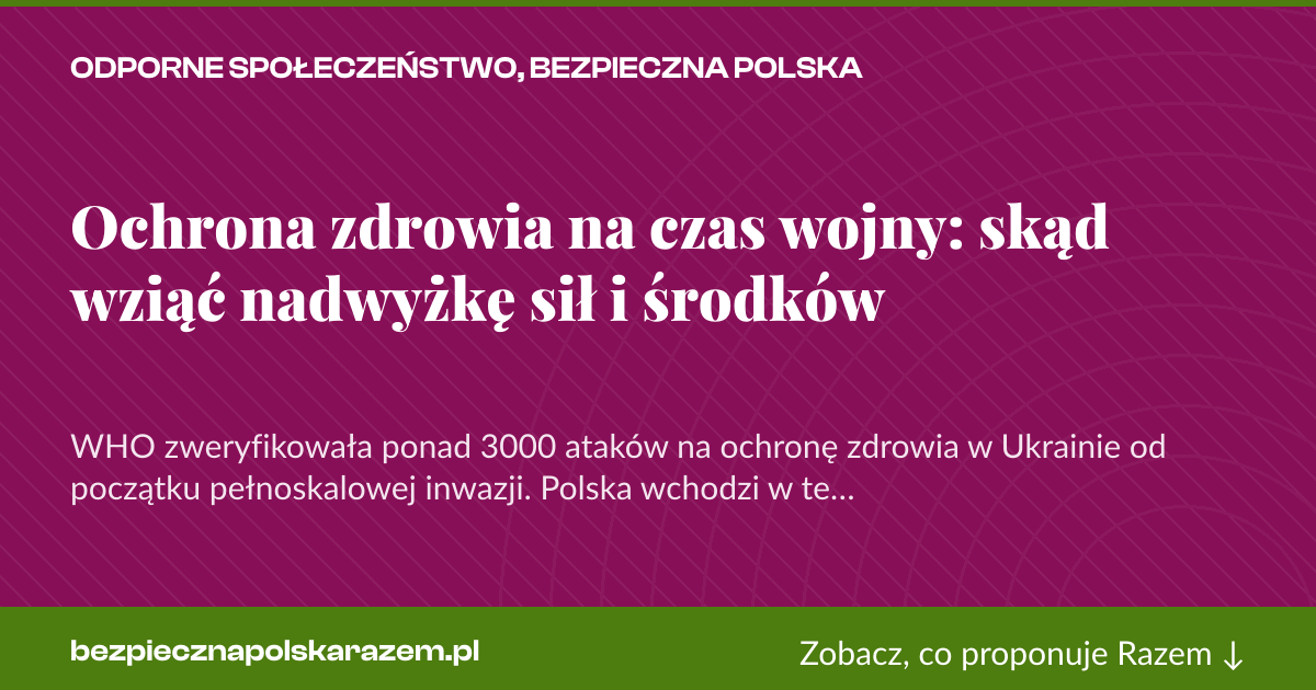 Karta social do udostępnienia: Ochrona zdrowia na czas wojny: skąd wziąć nadwyżkę sił i środków